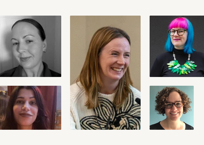 Grid of 5 headshots – Hannah from NMS, Isabella from EIF, Ruth Cooke from Northern Broadsides, Lauren from YSP, and Supercool's Kate