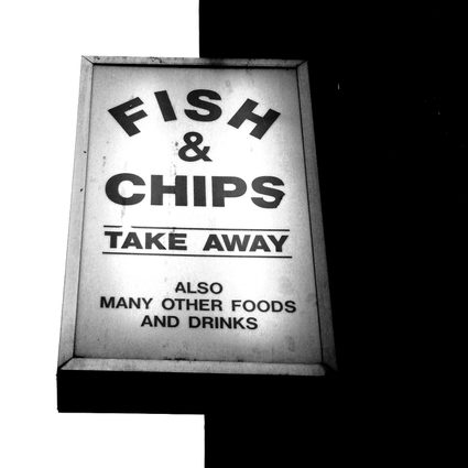 "Fish & chips take away" sign