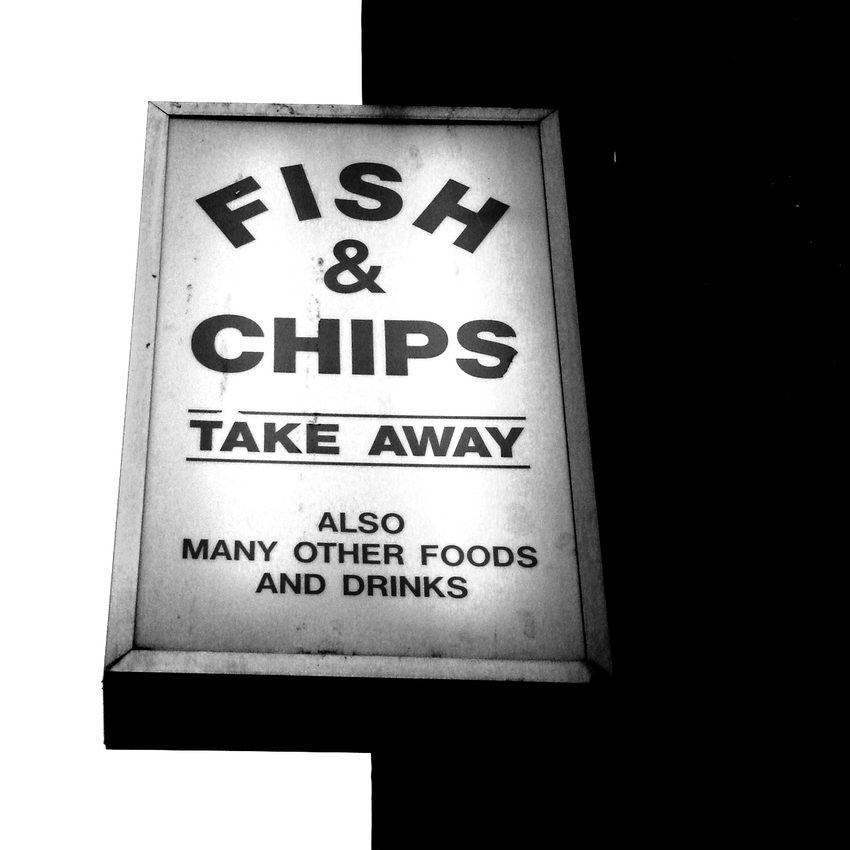 "Fish & chips take away" sign
